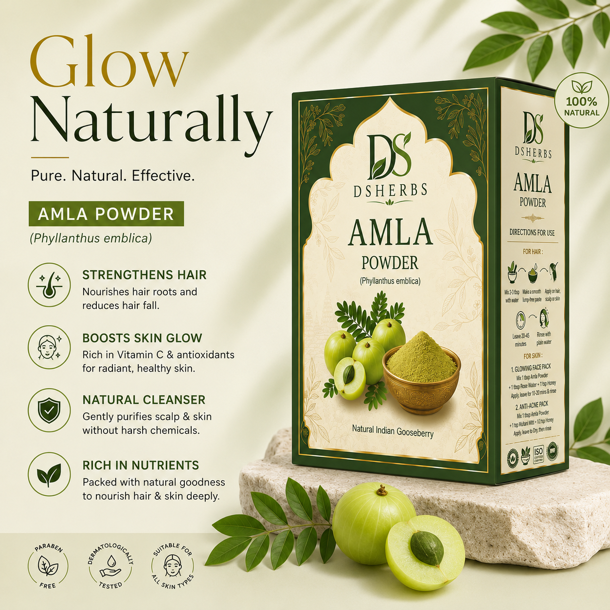 Natural Amla Powder For Soft & Shiny Hair Indian Gooseberry Powder for Hair growth & Hair Care Strengthening Nourish Conditioner & Cleanser (100G)