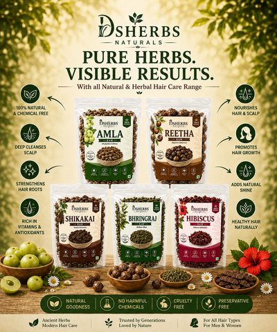 DSHERBS Amla Reetha Shikakai Bhringraj Hibiscus raw for hair Treatment And Hair Mask 100g Each = 500g Combo Hair Pack