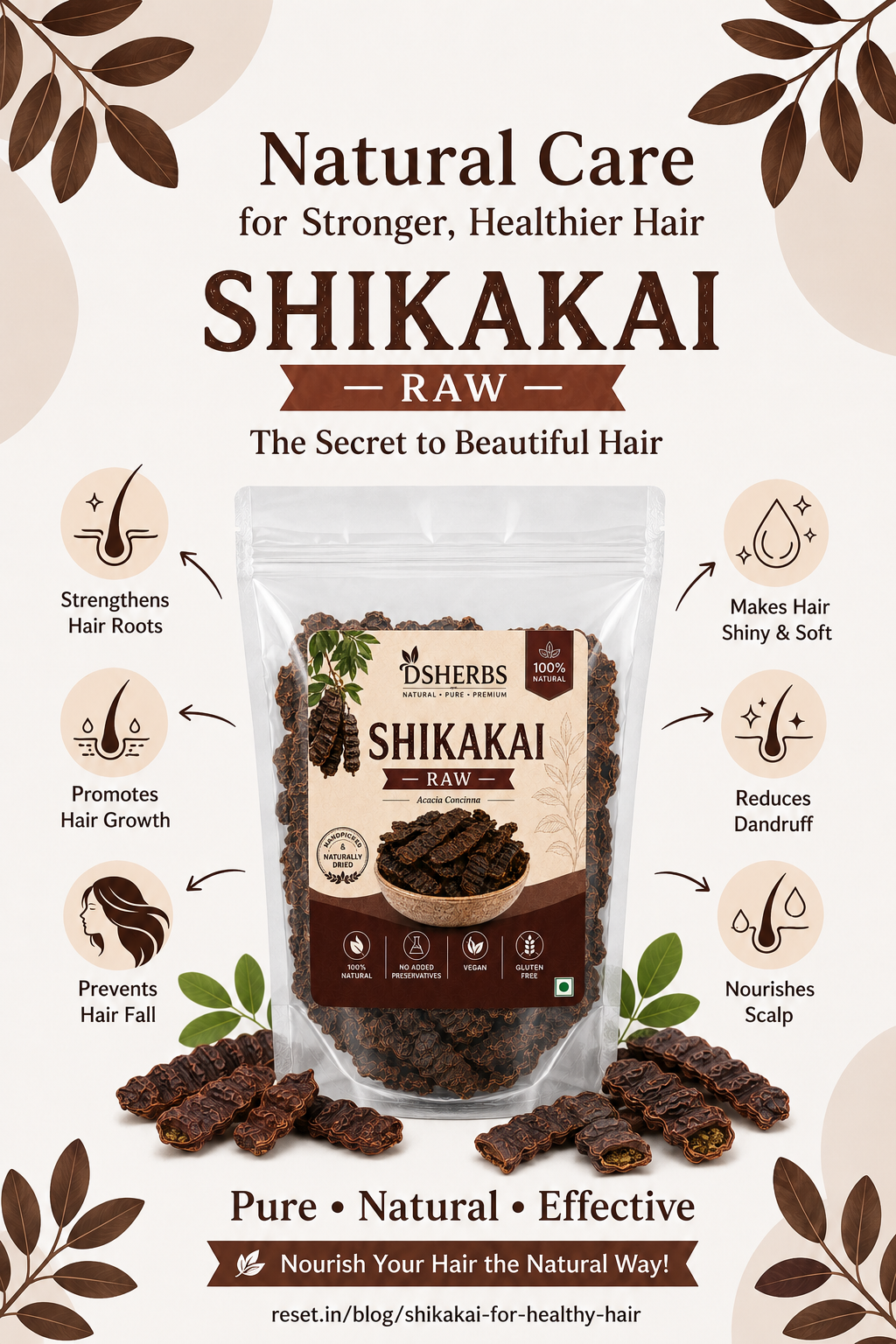 DSHERBS Natural Dry Shikakai Raw 200g For Hair Pack And Hair Treatment